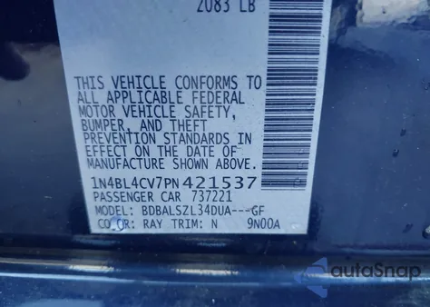 2023 Nissan Altima Sr Fwd from USA, damaged, VIN 1N4BL4CV7PN421537